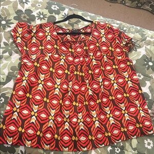 Bay Studio Red and Orange Geometric Blouse